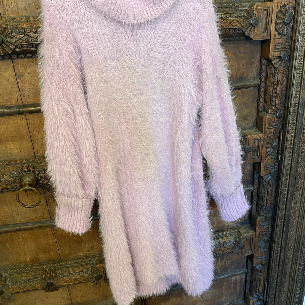 💜FP Trendy Fuzzy Lavender Sweater Dress👢 - Picture 3 of 6